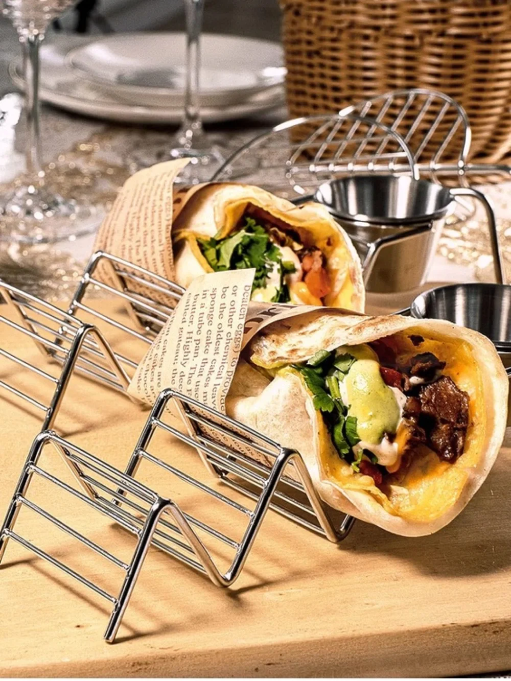 Pack Stainless Steel Wire Taco Holders,Taco Bar Serving Set